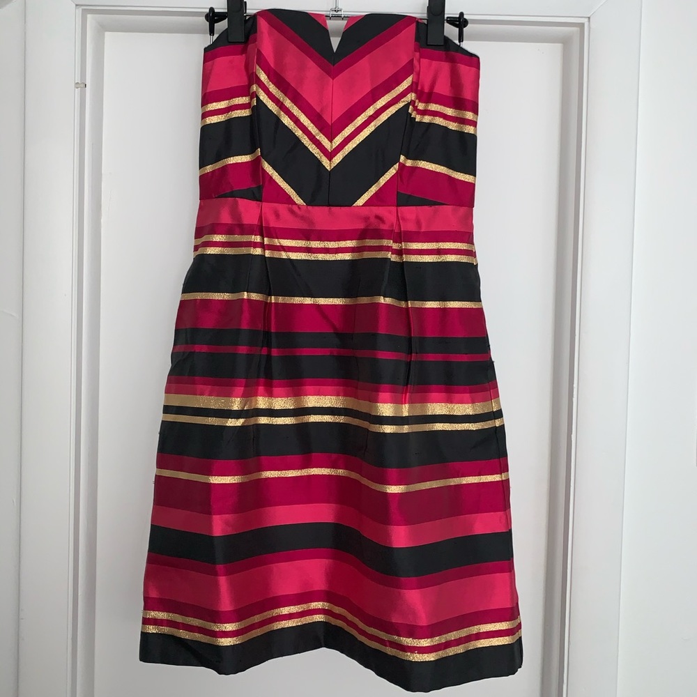 Vineyard Vines Metallic Striped Strapless Dress
